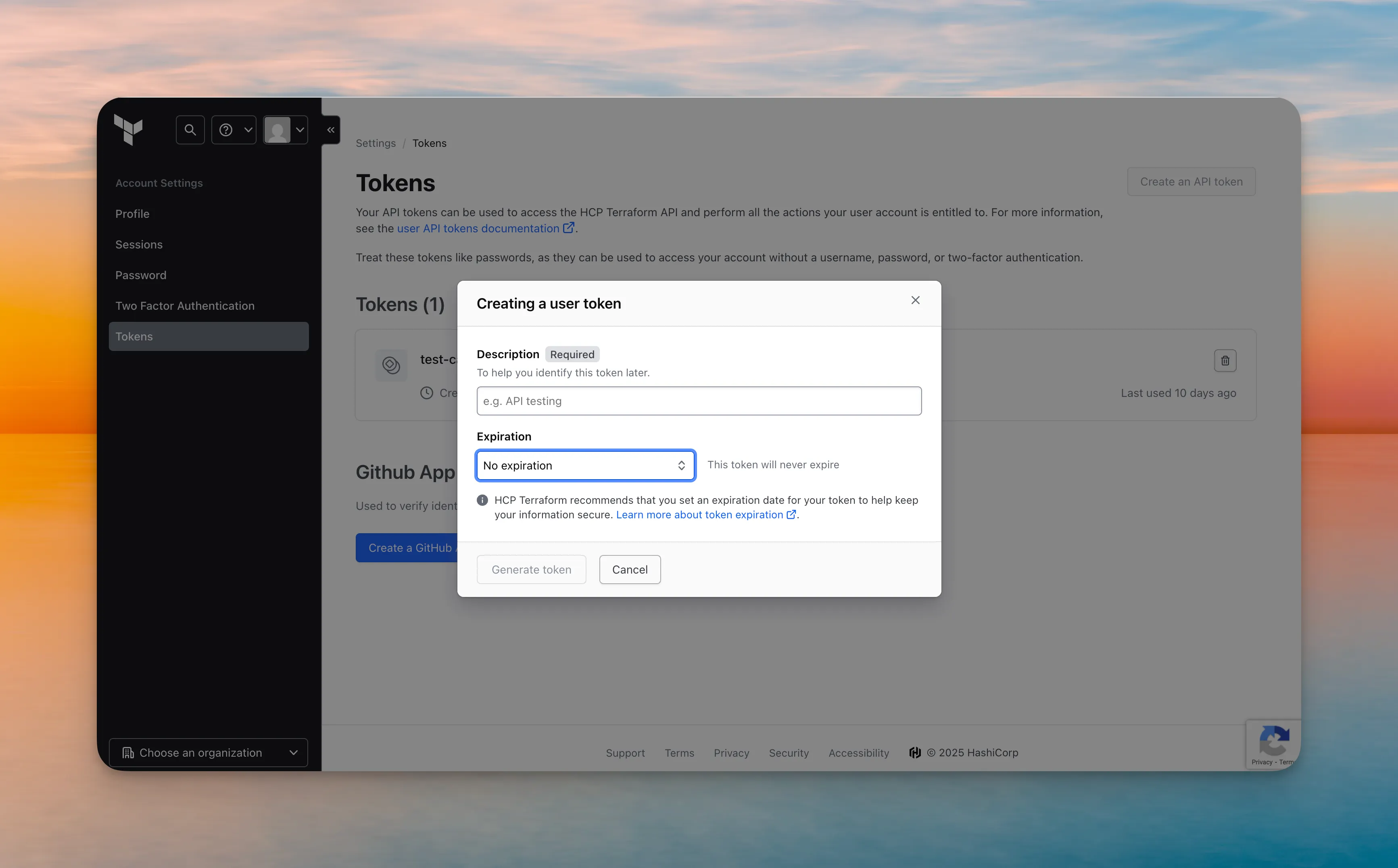 Terraform Cloud API Token Creation